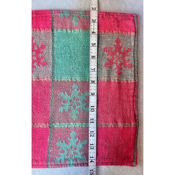 Avon Plaid 8 Placemats & 8 Napkins  Snowflake Pattern Gold Accents Cotton Xmas - Picture 6 of 10